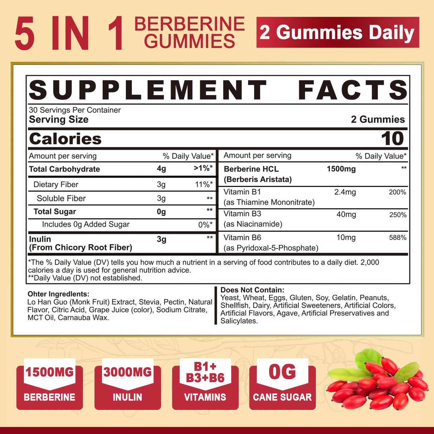 NEVISS Berberine Supplement 1500mg – Vegan, Non-GMO Gummies