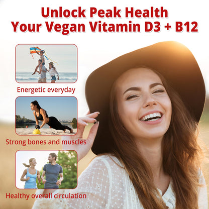 NEVISS Vegan Vitamin D3 + B12 Gummies (2Pack) – 5000 IU D3 & 1000 mcg B12, 120 Count