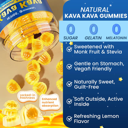 NEVISS Kava Kava Gummies – Calm, Relaxation & Natural Sleep | 600 mg Kava Root Extract + GABA, Ashwagandha, Magnesium, B6/D3 | Sugar-Free, Melatonin-Free, Vegan 60 Ct