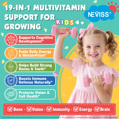 NEVISS Multivitamin for Kids & Teens – Soft Chews with Omega-3 DHA
