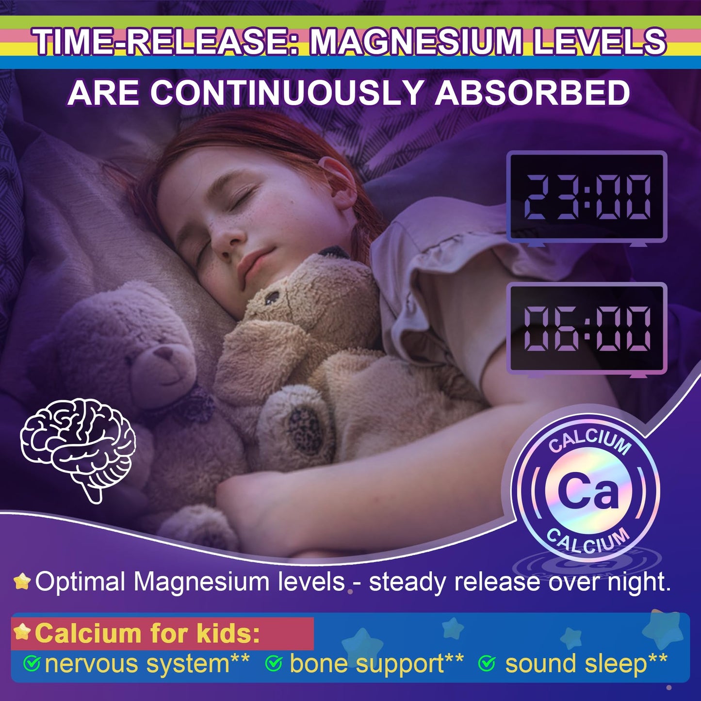 Neviss Magnesium Glycinate + Calcium Gummies for Adults & Kids 4+ | Sleep Support (Sugar Free)