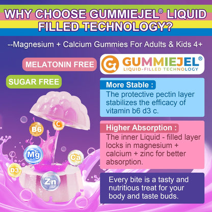 Neviss Magnesium Glycinate + Calcium Gummies for Adults & Kids 4+ | Sleep Support (Sugar Free)