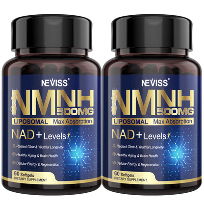 NEVISS NAD+ NMNH Liposomal 500mg – 120 Softgels | Next-Gen NR NMN Supplement Alternative