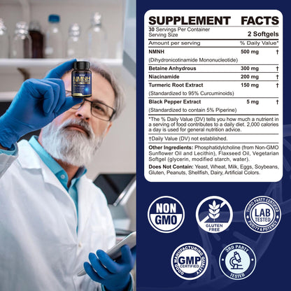 NEVISS NAD+ NMNH Liposomal 500mg – 120 Softgels | Next-Gen NR NMN Supplement Alternative