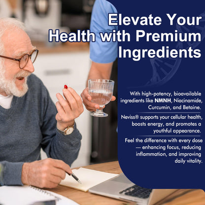 NEVISS NAD+ NMNH Liposomal 500mg – 120 Softgels | Next-Gen NR NMN Supplement Alternative
