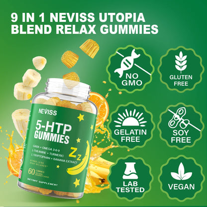 NEVISS 1Pack 5-HTP Gummies + GABA – Melatonin Free, Sleep & Relaxation