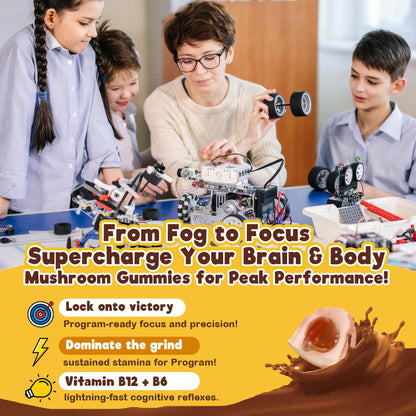 Neviss Teens Brain Gummy: Lion's Mane 7-in-1 Focus, Memory & Energy (Sugar Free)