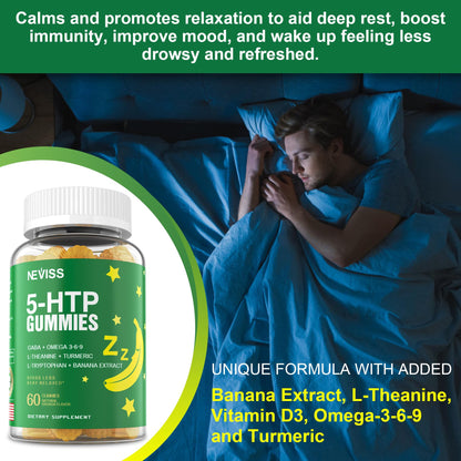 NEVISS 1Pack 5-HTP Gummies + GABA – Melatonin Free, Sleep & Relaxation