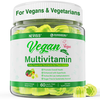 NEVISS Vegan Multivitamin Gummies for Vegans & Vegetarians – Sugar Free, 60 ct