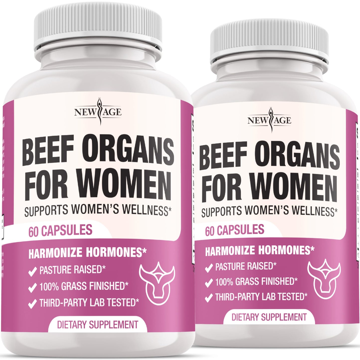 New Age Beef Organ Supplement for Women – Grass-Fed Liver, Kidney, Heart & Uterus Tissue | 120 Capsules