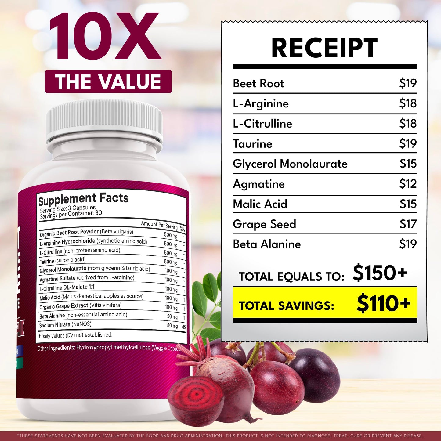 NEW AGE Beet Root Capsules - L-Arginine, L-Citrulline & Nitric Oxide Supplement – 90 Vegan Capsules