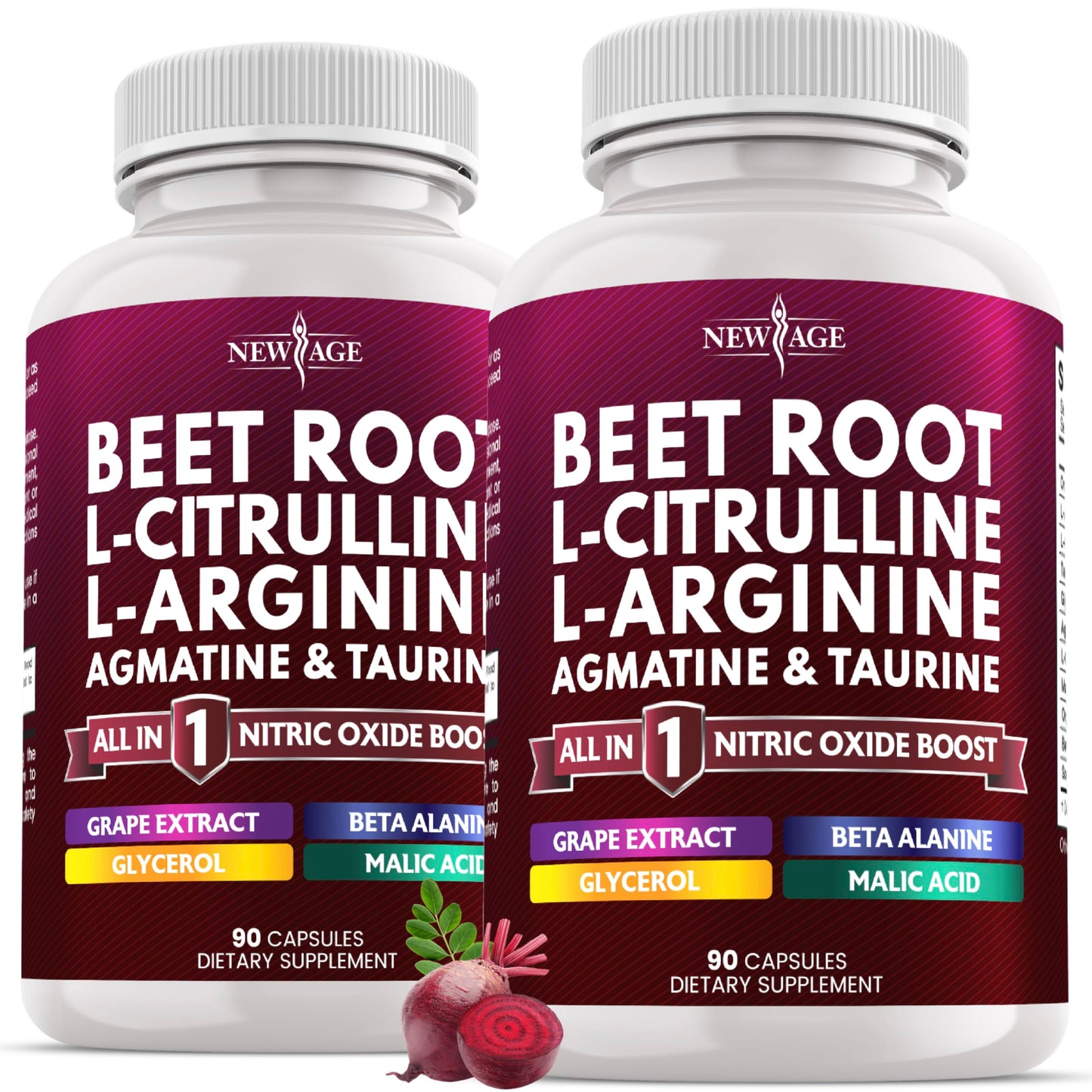 NEW AGE Beet Root Capsules | NO2 Blend with L-Arginine & L-Citrulline | 180 Vegan Capsules
