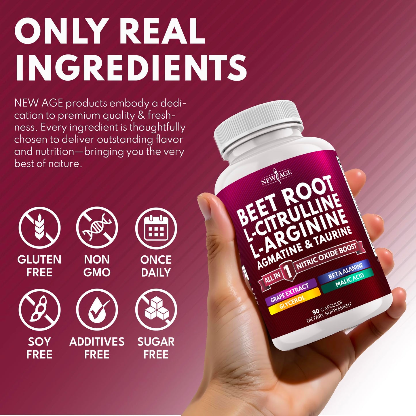 NEW AGE Beet Root Capsules | NO2 Blend with L-Arginine & L-Citrulline | 180 Vegan Capsules