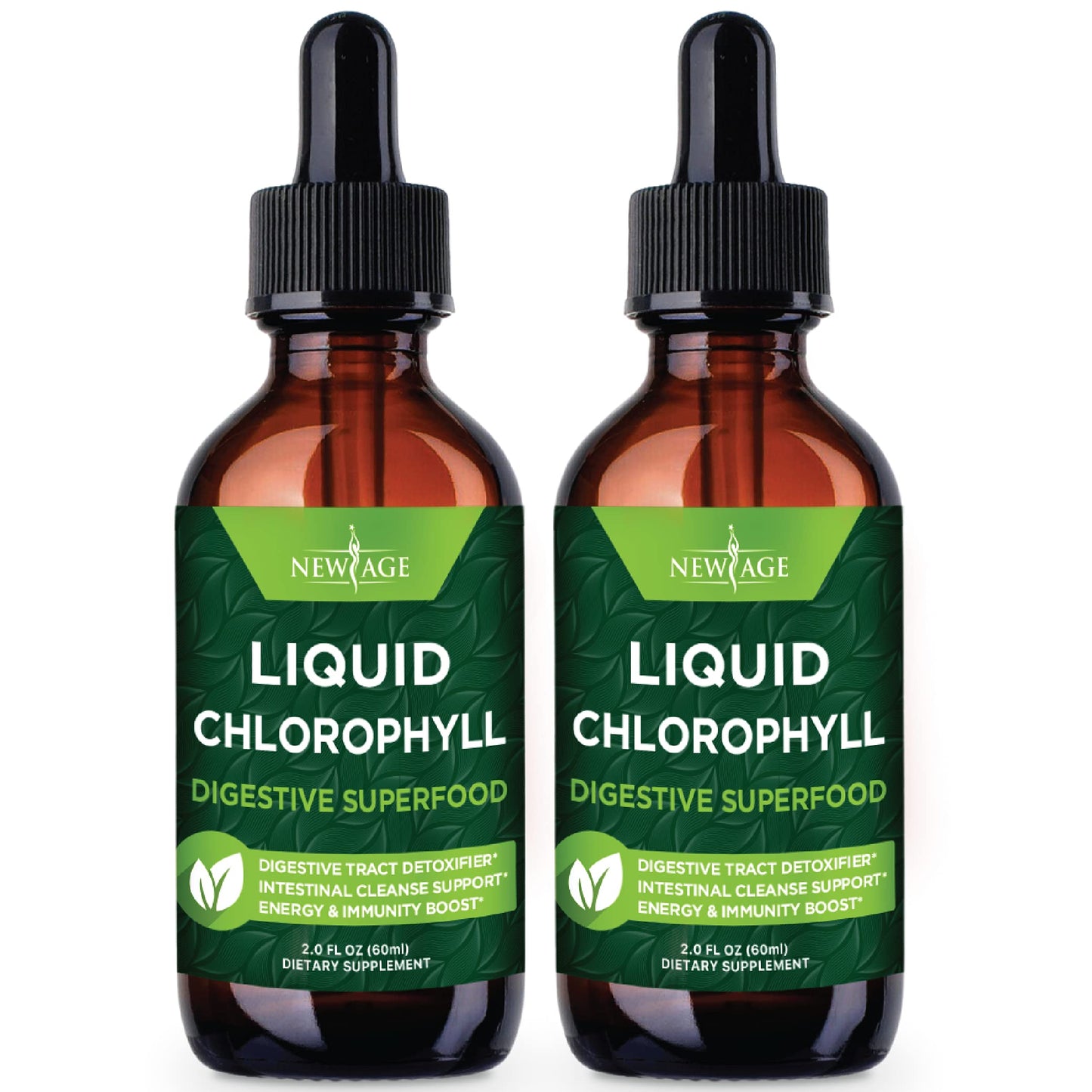 NEW AGE Chlorophyll Liquid Drops – Energy Booster, Digestion & Immune Support (2 Pack)