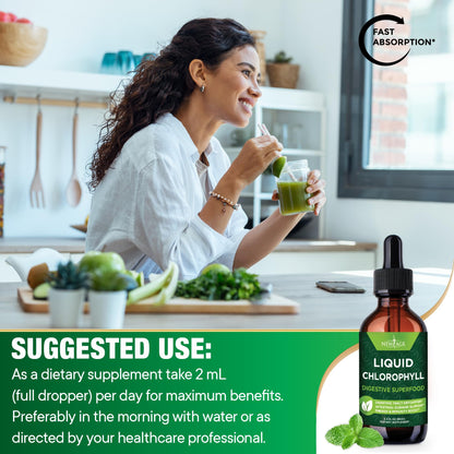 NEW AGE Chlorophyll Liquid Drops – Energy Booster, Digestion & Immune Support (2 Pack)