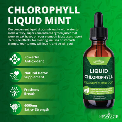 NEW AGE Chlorophyll Liquid Drops (2 fl oz x4) – Energy, Digestion & Immune Support