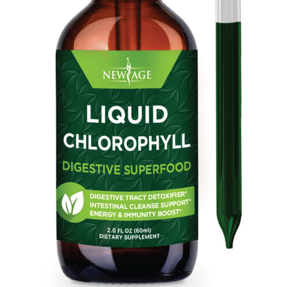 NEW AGE Chlorophyll Liquid Drops – Energy, Digestion & Immune Support (2 fl oz)