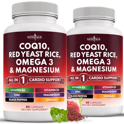 New Age CoQ10 200mg with Red Yeast Rice & Omega-3-6-9 – 120 Count