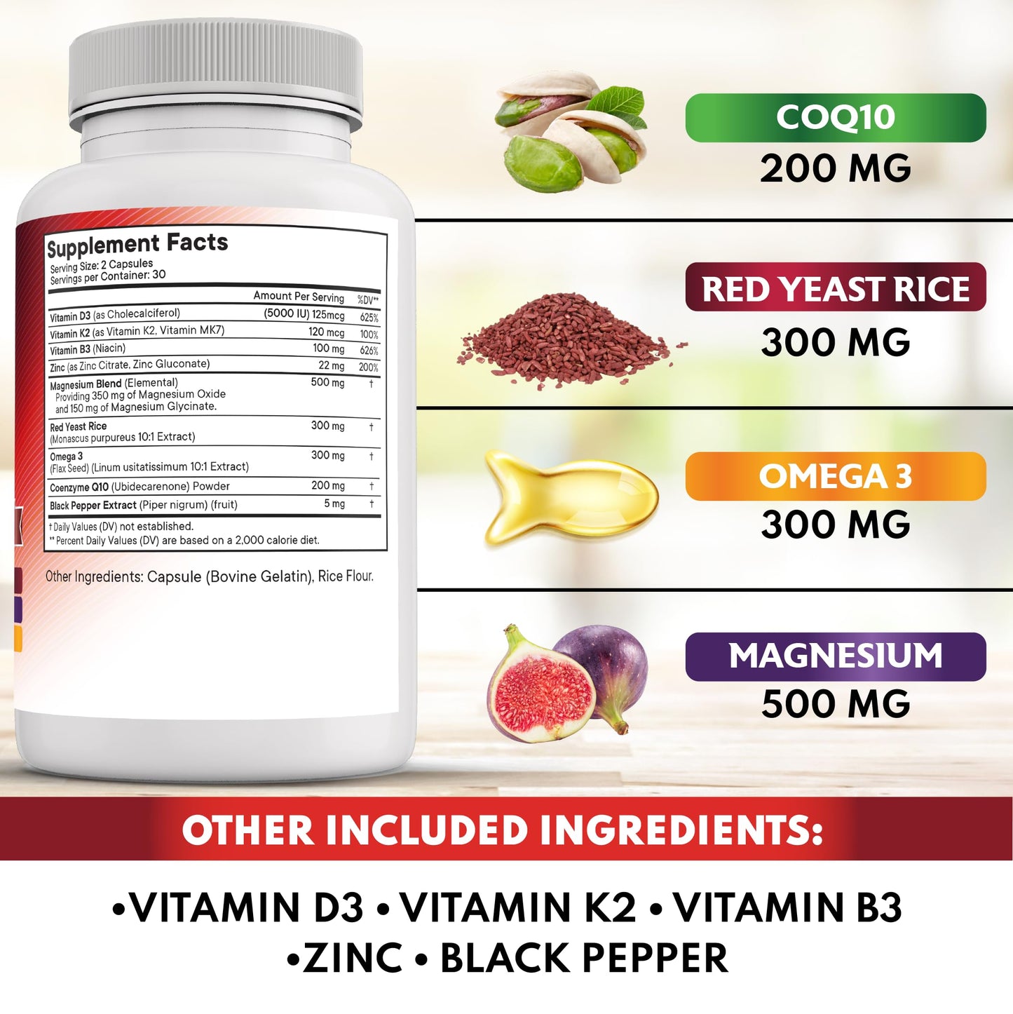 New Age CoQ10 200mg with Red Yeast Rice - Heart Health Support (60 Count)