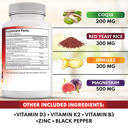 New Age CoQ10 200mg with Red Yeast Rice - Heart Health Support (60 Count)