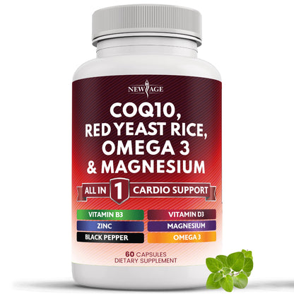 New Age CoQ10 200mg with Red Yeast Rice - Heart Health Support (60 Count)