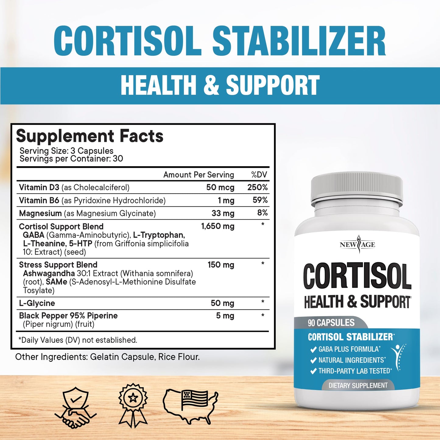 NEW AGE Cortisol Supplement for Women – All-in-1 Cortisol Detox (180 Count)