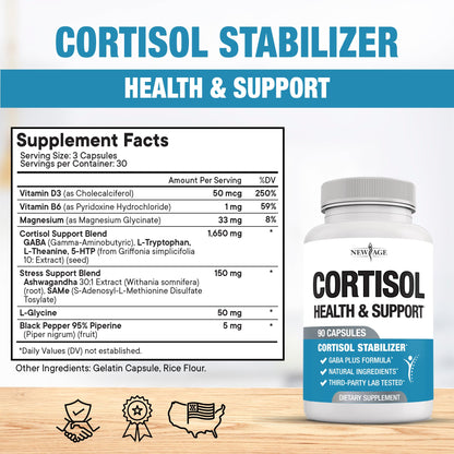 NEW AGE Cortisol Supplement for Women – All-in-1 Cortisol Detox (180 Count)
