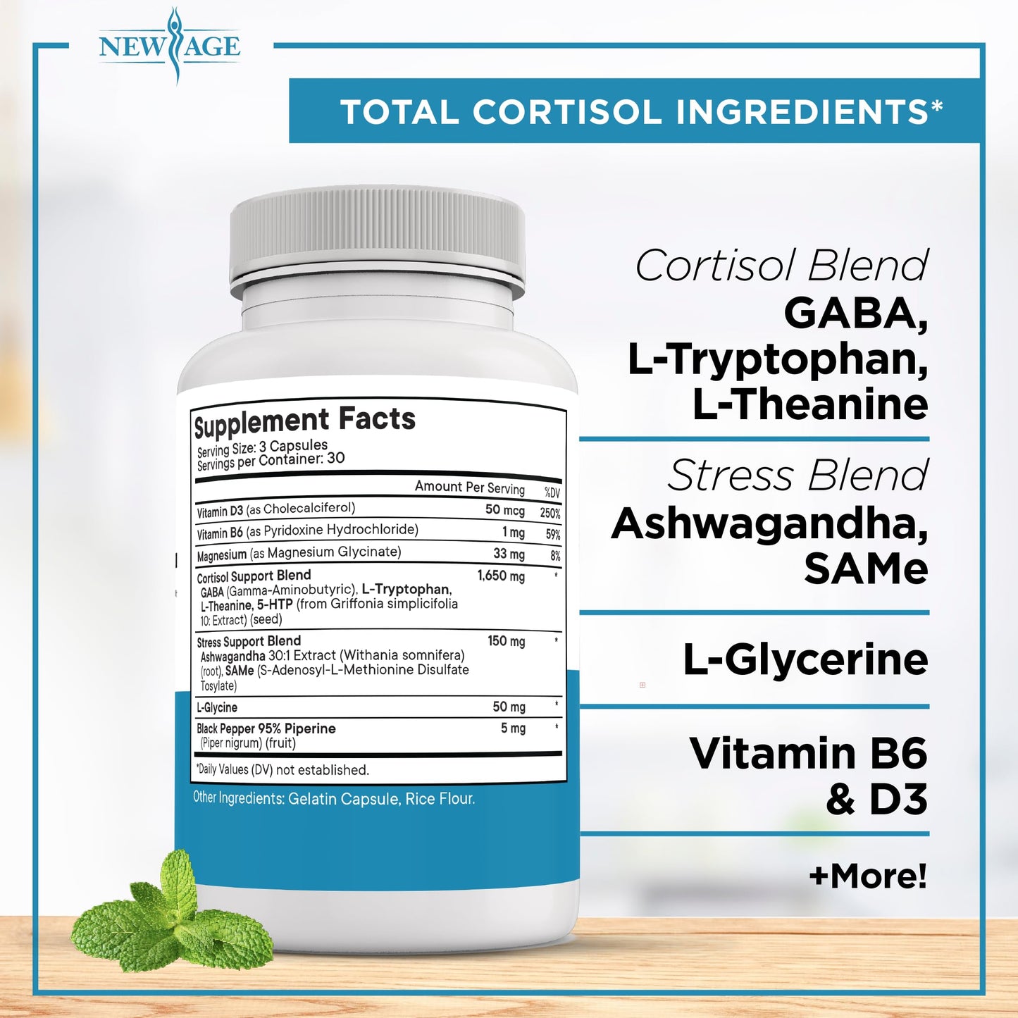 NEW AGE Cortisol Supplement for Women – All-in-1 Cortisol Detox (180 Count)