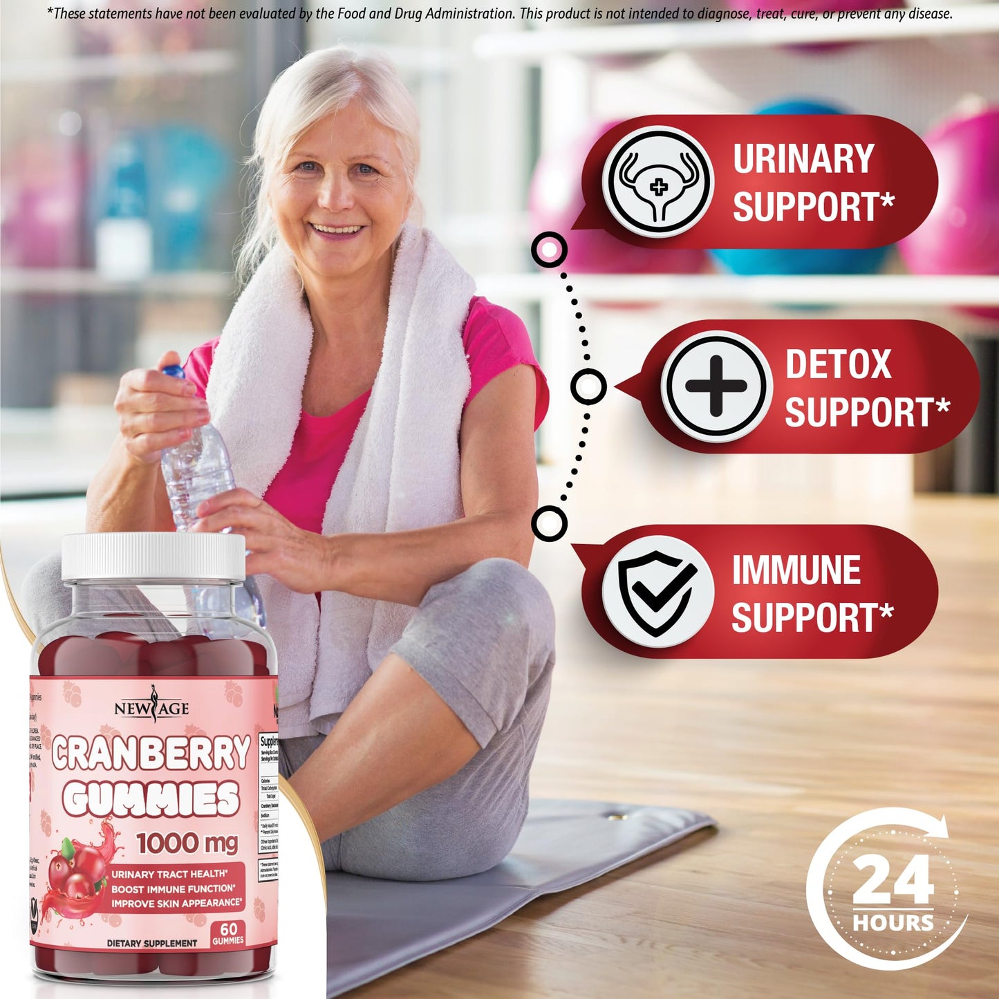 NEW AGE Cranberry Gummies Urinary Tract Health - 1000mg - Vegetarian, 60 Gummies
