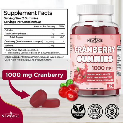 NEW AGE Cranberry Gummies - Urinary Tract Health (120 Count)