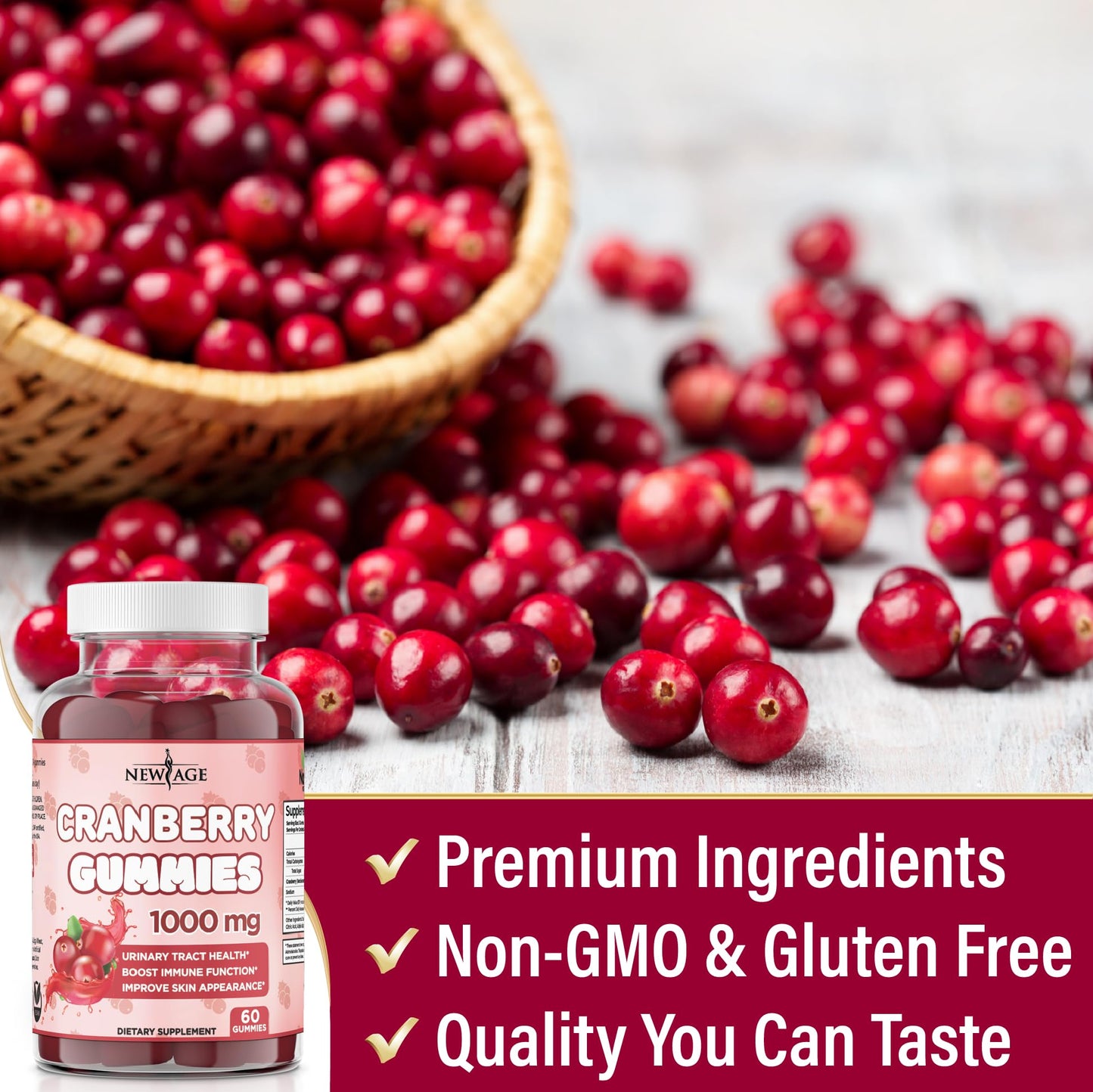 NEW AGE Cranberry Gummies - Urinary Tract Health (120 Count)