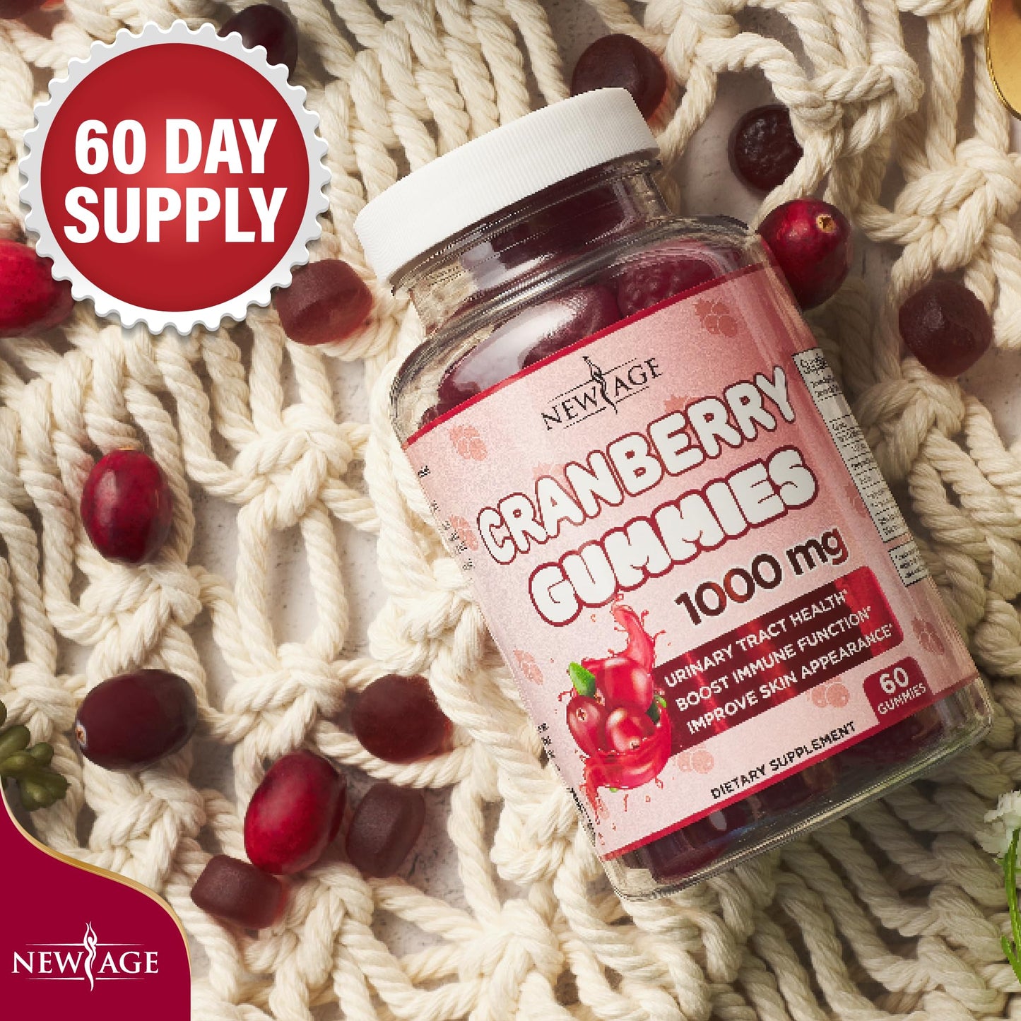 NEW AGE Cranberry Gummies - Urinary Tract Health (120 Count)