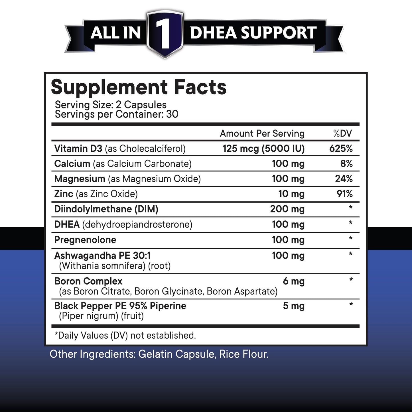 NEW AGE DHEA Supplement - Pregnenolone for Men & Women with DIM, Vitamin D3 5000 IU - 120 Count