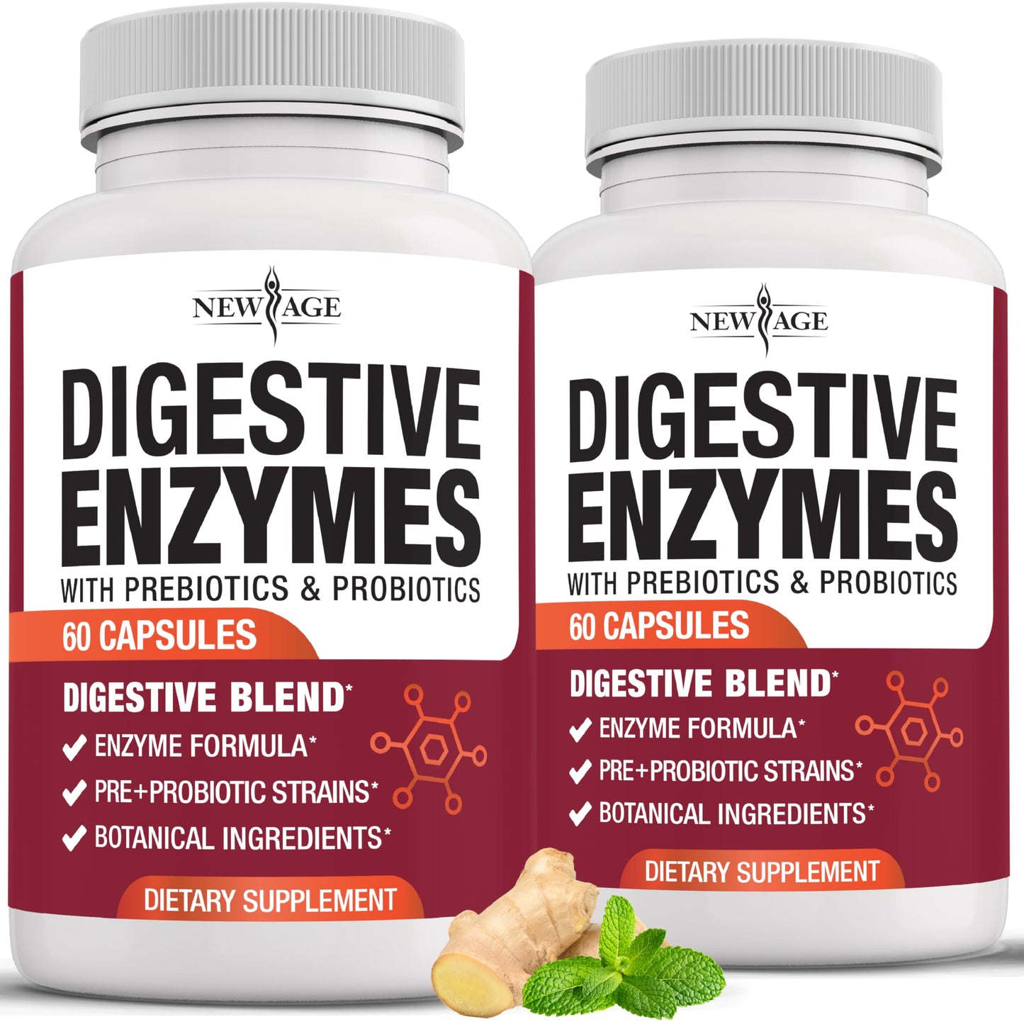 New Age Digestive Enzymes for Gut Health – Probiotic + Lipase Blend