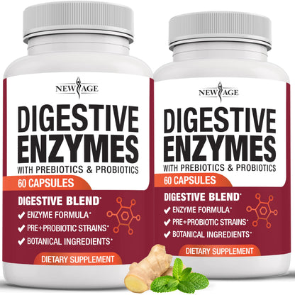 New Age Digestive Enzymes for Gut Health – Probiotic + Lipase Blend