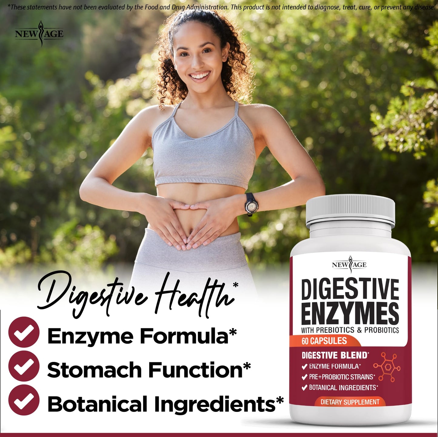 New Age Digestive Enzymes for Gut Health – Probiotic + Lipase Blend