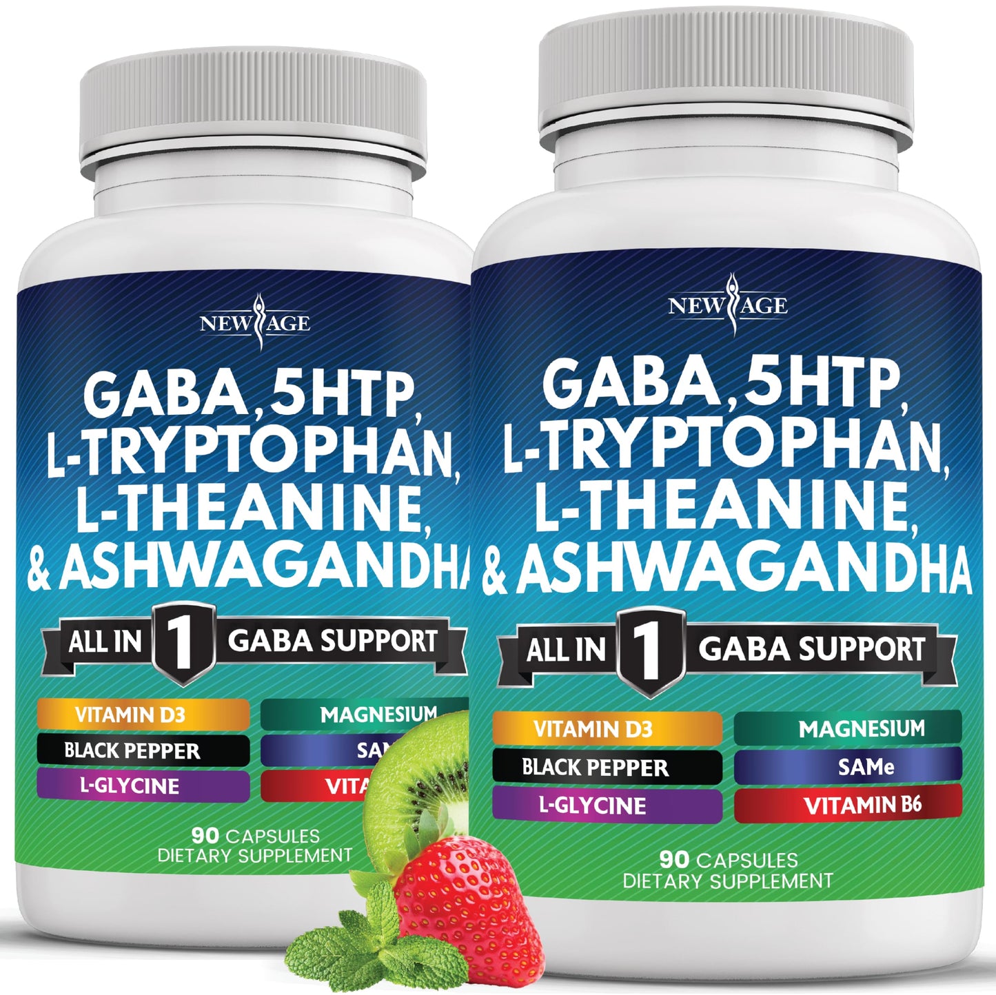 NEW AGE GABA 750mg with 5-HTP & L-Theanine 200mg - 180 Count