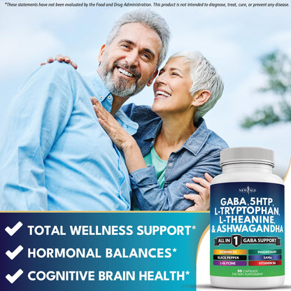 NEW AGE GABA 750mg with 5-HTP & L-Theanine 200mg - 180 Count