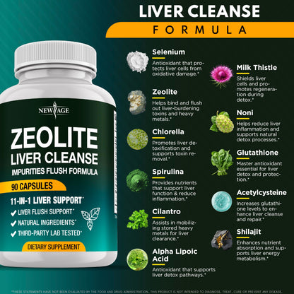 NEW AGE Liver Cleanse & Repair – 11-in-1 Detox for Heavy Metals & Gut Health (180 Count)