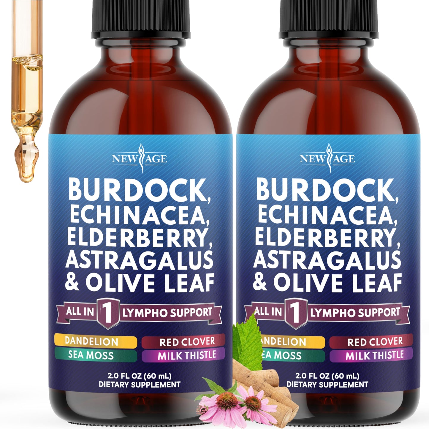 NEW AGE Lymphatic Drainage Drops – Burdock Root & Herbal Immune Support (4 oz)