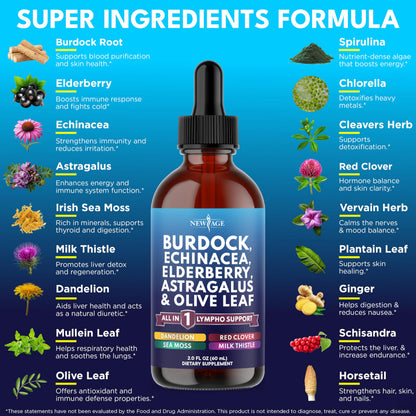 NEW AGE Lymphatic Drainage Drops – Burdock Root & Herbal Immune Support (4 oz)