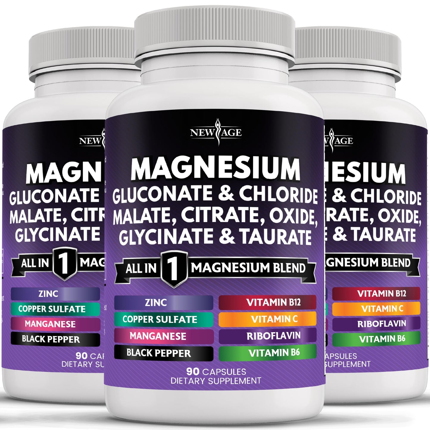 NEW AGE Magnesium Complex Supplement – 270 Count for Bone & Joint Support