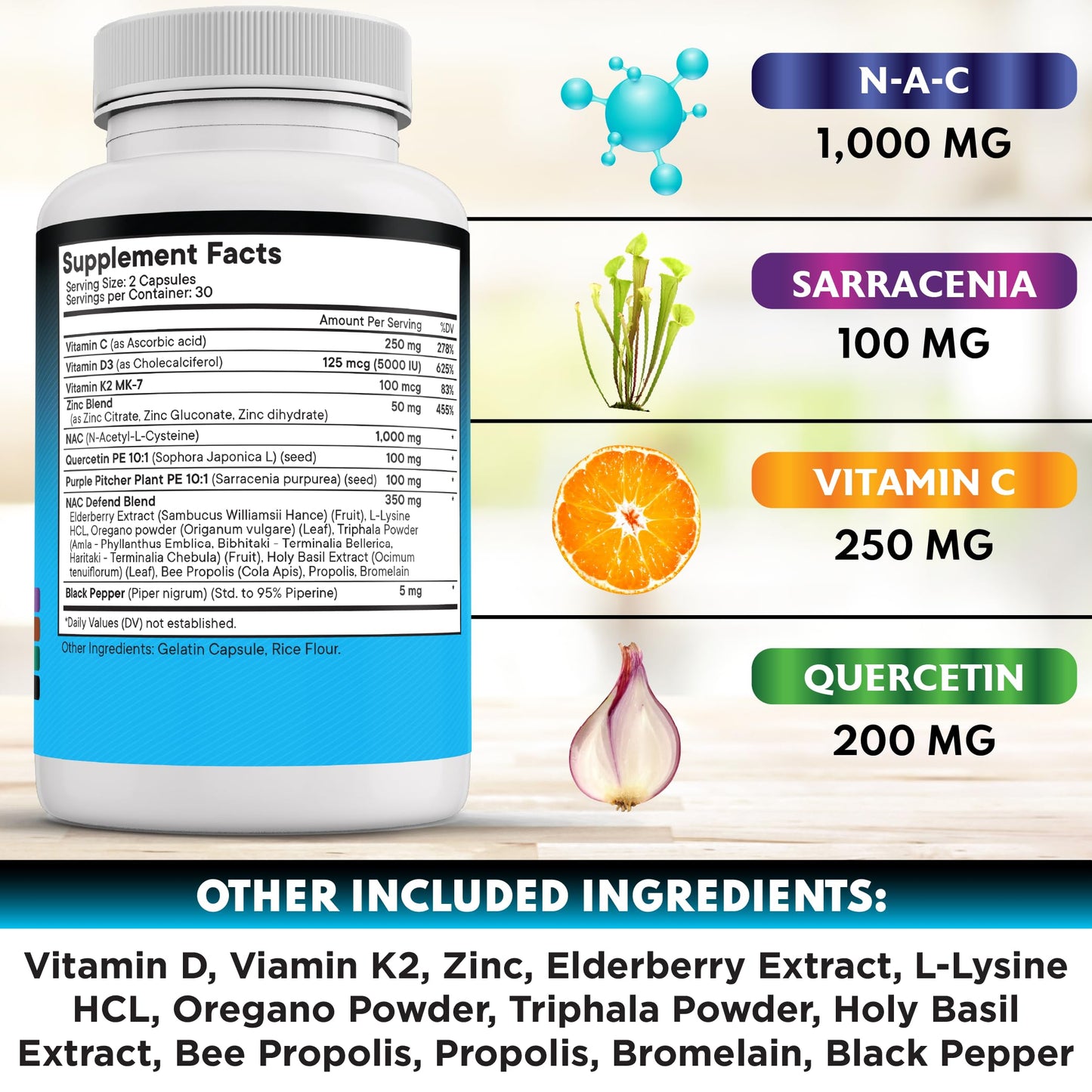 New Age NAC Supplement – N-Acetyl Cysteine with Vitamin D3, K2 & Zinc (120 ct)