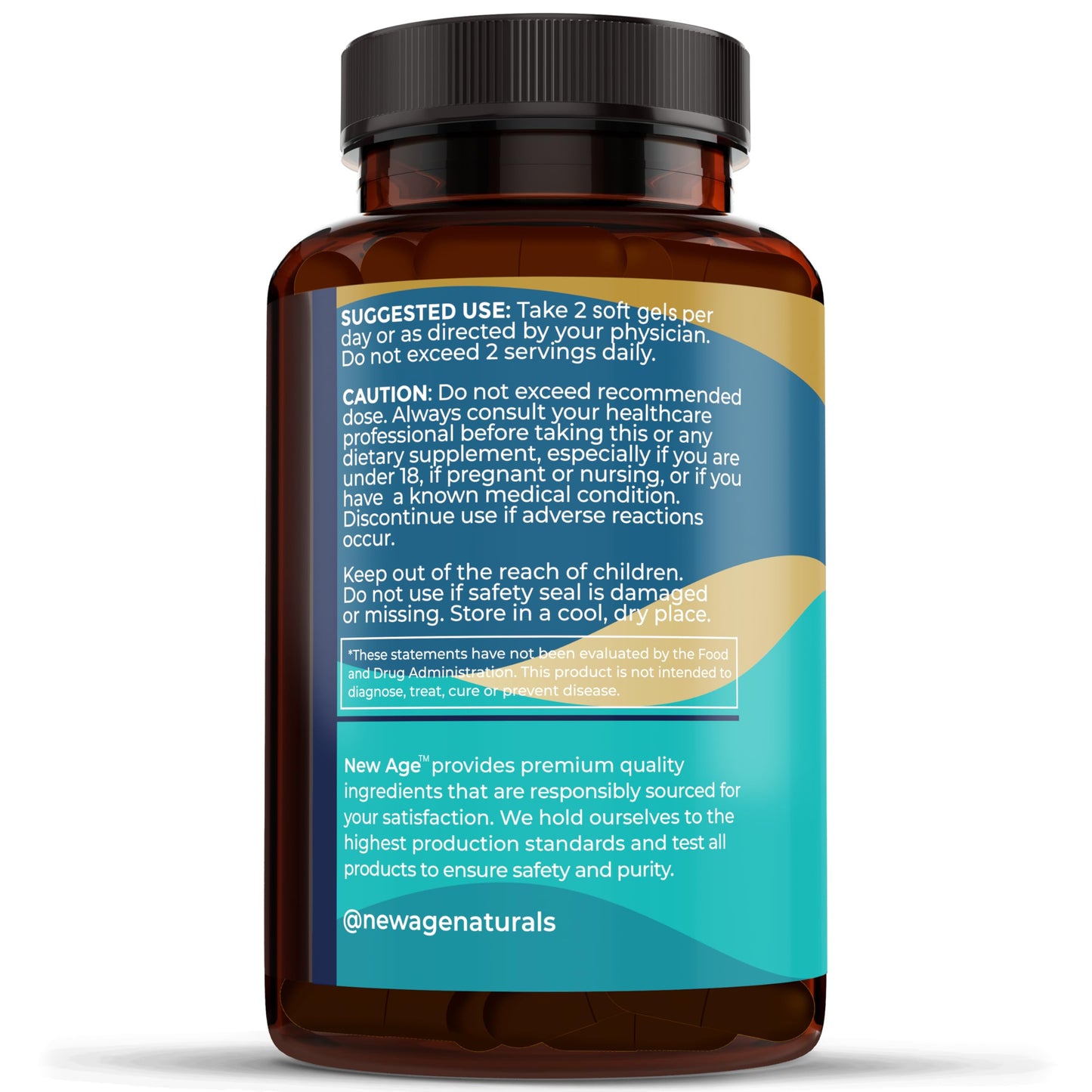 NEW AGE Omega 3 Fish Oil 2500mg Supplement - Non-GMO, Gluten Free | EPA & DHA 180 Softgels (Pack of 2)