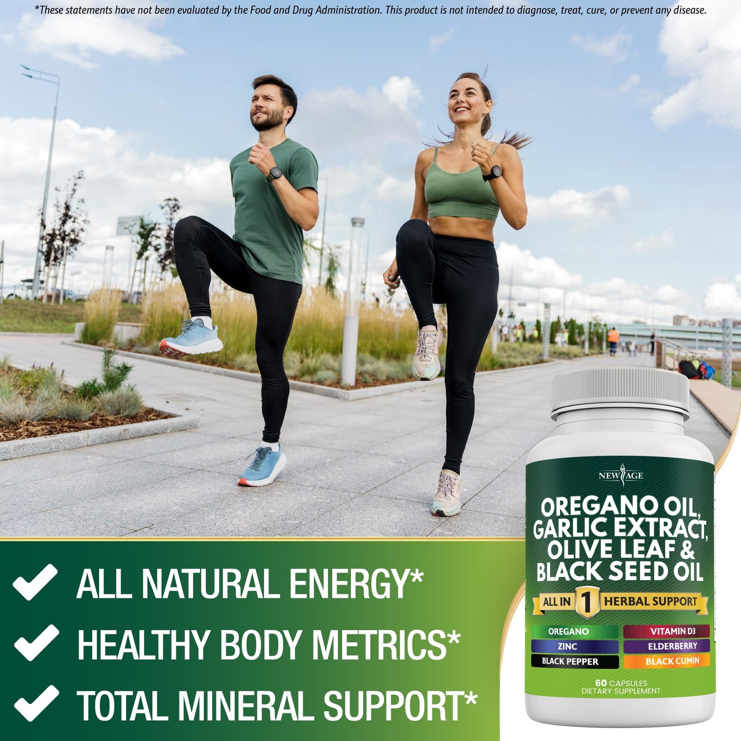 New Age Oregano Oil Garlic Extract Olive Leaf with Astragalus – 120 Count | Immune Support Supplement for Women & Men