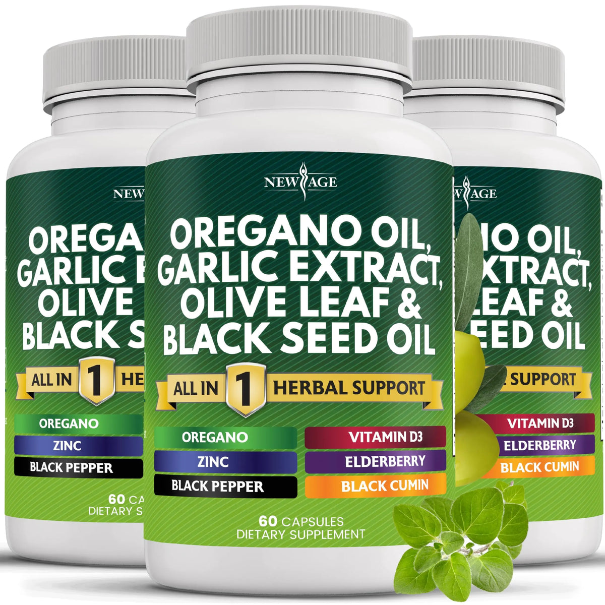 NEW AGE Oregano Oil Garlic Extract Olive Leaf with Astragalus – 180 Count for Men & Women BritishVita | Premium UK Vitamins & Wellness Supplements