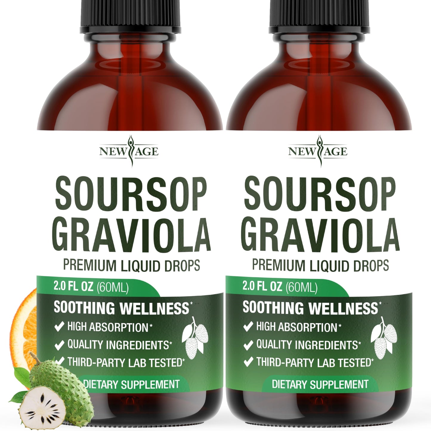 NEW AGE Soursop Drops - Immune Support Soursop Liquid with Elderberry & Vitamin C | 4 oz