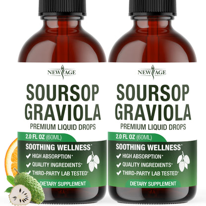 NEW AGE Soursop Drops - Immune Support Soursop Liquid with Elderberry & Vitamin C | 4 oz