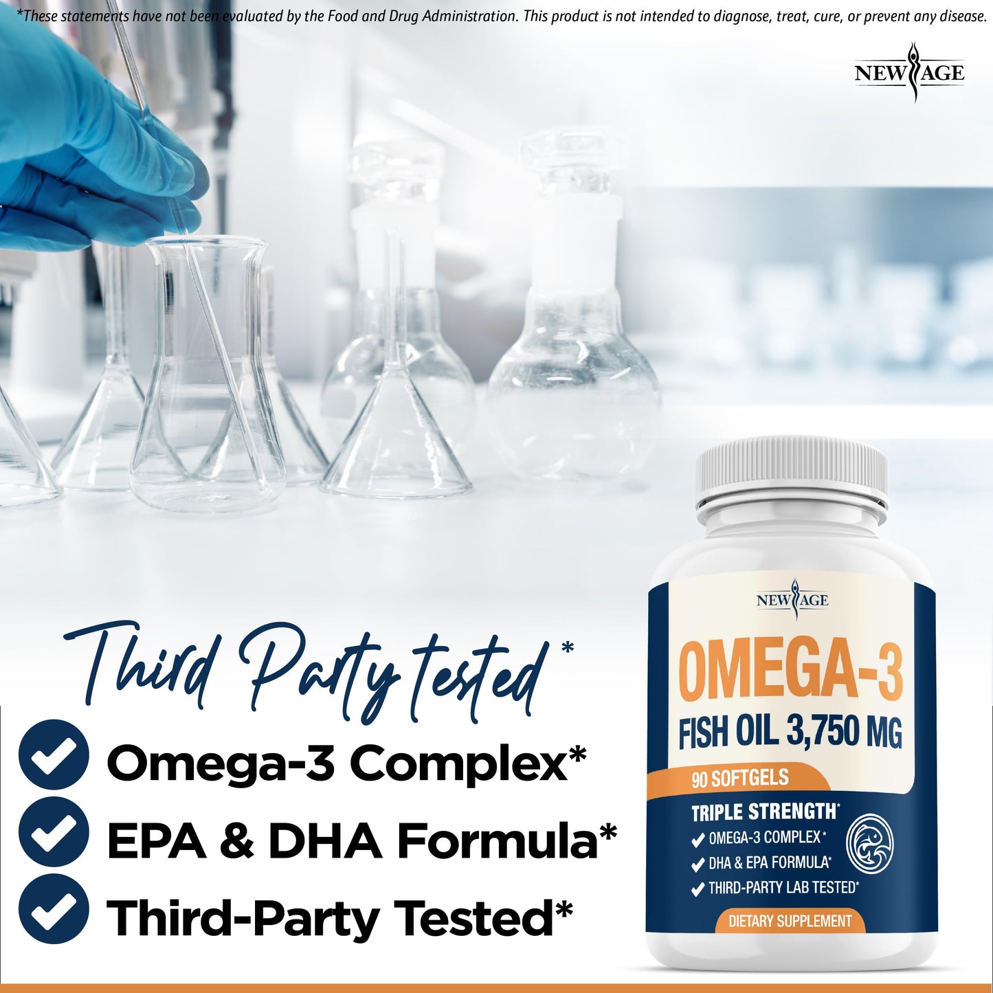 Triple Strength Omega-3 Fish Oil 3750 mg - 1350 mg EPA / 900 mg DHA - 180 Burpless Softgels