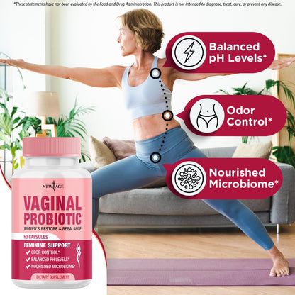 NEW AGE Vaginal Probiotics for Women – Prebiotics, Cranberry, Lactobacillus Blend | 60 Capsules